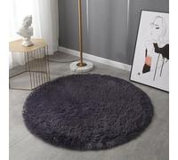 Bath Mat Round, Ultra Soft Shaggy Plush Microfiber Bathroom Floor Bathtub-Side Circle Bath Rug, Water Absorption Machine-Washable Bedroom Hallway Foot Mats (Dark Purple,120x120cm)