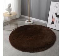Bath Mat Round, Ultra Soft Shaggy Plush Microfiber Bathroom Floor Bathtub-Side Circle Bath Rug, Water Absorption Machine-Washable Bedroom Hallway Foot Mats (Dark Coffee,120x120cm)