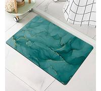 Bath Mat Rug-Dark Green Marble Pattern Rubber Non Slip Quick Dry Super Absorbent Thin Bathroom Rugs Fit Under Door Washable Bathroom Floor Mats-Shower Rug for in Front of Bathtub,Shower Room,Sink