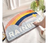 Bath Mat Rugs, Super Absorbent Floor Mat, Water Absorption and Quick Drying, Non Slip Carpet for Bathroom Entrance Door, Shower Rug with Rubber Backing, Soft Comfortable (50*80cm, Star Rainbow)
