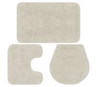 Bath Mat Set 3pc White 100% Cotton Non-Slip Absorbent 50x78/50x50/50x44cm Plush
