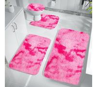 Bath Mat Set 4 Piece - Thick Bathroom Rug Soft Bath Mat For Bathroom Non Slip Machine Washable Toilet Carpet Microfiber Absorbent Bath Rug For Bath Room, Shower, Bathtub (X-Pink4PCS)