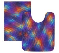 Bath mat shower mats for inside Iridescent Mermaid Fish Scale Rainbow
