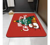 Bath Mat Snowman Christmas Tree Shower Mat Non Slip, Dirt Resistant, No Staining Or Discolouring, Easy Wash Machine Bsorbent Carpet For Home, Soft And Comfortable - Ideal For The Bathroom