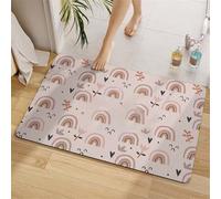 Bath Mat Square Super Absorbent Bath Mats for Bathroom Rug, Quick Dry Non-Slip Shower Floor Mat, Washable Rugs with Rubber Backed, Carpet for Living Room, Bedroom, Kitchen, Toilet, Door 40x60cm 3-585