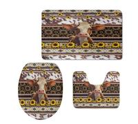 Bath Mat Sunflower Yellow Animal Non Slip Bathroom Door Mat 3 Pieces Doormat Water Absorbent U-Shape Toilet Bathmat Machine Washable Rug Bath Matt Bathroom Rug 45x75cm