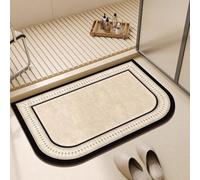 Bath Mat,Thin Bathroom Rugs Fit Under Door Quick Dry Non Slip Bathroom Mat with Rubber Backing, Shower Rug, Black, Beige(Half Circle,80x120cm)