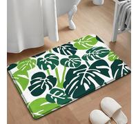 Bath Mat Tropical Leaf Green Bathroom Mat Rug Soft Microfiber Non Slip Bath Mats for Bathroom Floor Water Absorbent Bathmat Machine Washable Bath Matt Carpet 50x80cm