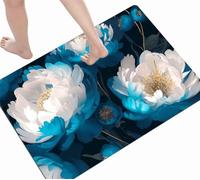 Bath Mat Turquoise, Absorbent Bath Shower Mat Non Slip Quick Dry Small Bathroom Rug Floor Shower Mats for Inside, Bathroom Carpet Matt Washable Bathmat 40x60cm D-1285