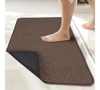 Bath Mat,Ultra Thin Bathroom Rugs,Rubber Bath Mats for Bathroom,No Slip Bath Rugs,Quick Dry,Machine Washable,Low Pile,Absorbent,Shower Outside,Sink,Home Decor Accessories.Brown,1'5"x2'3"(17x27inch)