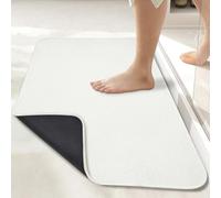 Bosap,Bath Mat,Ultra Thin Bathroom Rugs,Rubber Bath Mats for Bathroom Non Slip Quick Dry Washable Fit Under Door,Absorbent,Bath Rugs Outside Shower,Sink(White,24''x36'')