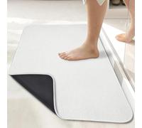 Bath Mat,Ultra Thin Bathroom Rugs,Rubber Bath Mats for Bathroom,Quick Dry,Non-Slip,Machine Washable,Fit Under Door,Absorbent Bath Rugs,Shower Outside,Sink,Home Decor Accessories.(White,17''x35'')