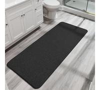 Bath Mat,Ultra Thin Bathroom Runner Rugs,Large Bath Mats for Bathroom,Quick Dry,Non-Slip,Machine Washable,Low Pile,Bath Rug,Shower Outside,Sink,Home Decor Accessories.Black,1'9"x3'11"（21x47inch）