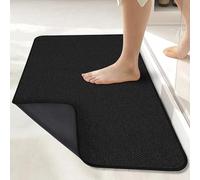 Bath Mat,Ultra Thin Bathroom Runner Rugs,Large Bath Mats for Bathroom,Quick Dry,Non-Slip,Machine Washable,Low Pile,Bath Rug,Shower Outside,Sink,Home Decor Accessories.Black,1'5"x2'11"（17x35inch）