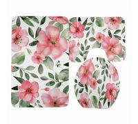 Bath Mat White Green Pink Non Slip Bathroom Mat 3 Pieces Doormat Water Absorbent Floor Mats U-Shape Toilet Door Mats Indoor Machine Washable Bathmats Doormat 45x75cm