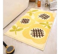 Bath Mat Yellow Flower Coffee Bathroom Mat Rug Soft Microfiber Non Slip Floor Mats Water Absorbent Bath mats for Bathroom Carpet Machine Washable Doormat Bathmats 40x60cm