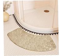 Bath Mats, Curved Shower Mat Non-Slip Quadrant Shower Mat Super Absorbent Corner Shower Mat Machine Washable Fan-Shaped Bathroom Carpet Rugs for Quadrant Shower Stall, Khaki