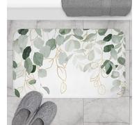 Bath Mats for Bathroom 30x18 Inch Floral Bath Mat,Non-Slip Modern Boho Bath Rug,White Sage Green Eucalyptus,Nature Lover,Cottage Core Minimalist,Bathroom Decor