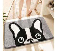 Bath Mats For Bathroom Black Dog Non Slip with Ultra Soft Microfibers Shower Rug with Strong Water Absorbent,Fluffy Machine Washable Absorbent Bath Mat