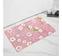 Bath Mats For Bathroom Pink Flowers Non Slip with Ultra Soft Microfibers Shower Rug with Strong Water Absorbent,Fluffy Machine Washable Absorbent Bath Mat