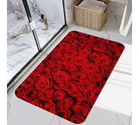 Bath Mats for Bathroom Rugs No Silp Floor Rug Carpets Floor Mat Bathroom Decorations 24x16 Inch Red Rose Flower Print