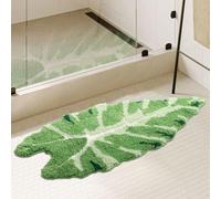 Bath Mats Non-Slip, 50x100cm Green Leaf Bath Floor Mat, Soft and Water Absorbent Baths Rugs, Machine Washable Microfiber Bathroom Rug for Shower Bathroom Bedroom Kitchen Doorway Decor