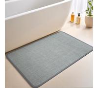 Bath Mats Rubber Backing Non Slip Bathroom Rugs Water Absorbent Bath Mat, Ultra Thin Low Pile Bath Rugs Fits Under Door, Machine Washable Home Decor Accessories (Grey, 40 x 60 cm)