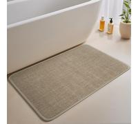 Bath Mats Rubber Backing Non Slip Bathroom Rugs Water Absorbent Bath Mat, Ultra Thin Low Pile Bath Rugs Fits Under Door, Machine Washable Home Decor Accessories(Beige, 43 x 80 cm)