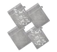 Bath Mitts for Shower - Body Mitt Exfoliators, Four Piece Cotton Towel Glove Set, Soft Washcloth | Cleansing Scrub for Hand Face Skin Men Kids Babys Travel Home Guest Bathroom Master Suite Spa Day