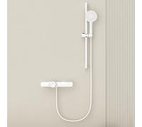 Bath Mixer Taps with Shower Head 2 Functions Wall Mounted Hot and Cold Shower Sets for Bathroom with Shower Riser Kit Silver (Silver
