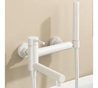 Bath Mixer Taps with Shower Wall Mounted Single Handle Hot and Cold 2 Functions Bath Mixer Tap with Shower Bathtub Faucets Silver,White