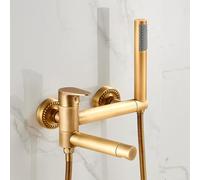Bath Mixer Taps with Shower Wall Mounted Swivel Hot and Cold Water Brass Bath Tap Single Handle-Antique