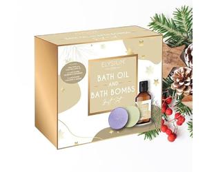 Bath Oil & Bath Bomb Gift Set Vanilla Coconut Chamomile Jasmin Scent Elysium Spa