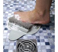 Bath Or Shower Floor Foot Brush - No Bend Grey Silicone Feet Scrubber With Hard-Wearing Bristles & Anti-Slip Suction Cup Base