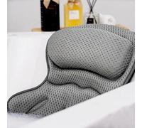 Bath Pillow, 4D Air Mesh Technology Ergonomic Bath Pillow, Luxury Head & Neck & Back Support Bath Cushion with 6 Powerful Suction Cup Fits All Bathtubs & Hot Tub & Home Spa (Grey)