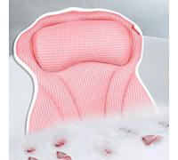 Bath Pillow, Bath Pillows for Tub Neck and Back Support, Bathtub Pillows for Head and Neck with 6 Strong Non-Slip Suction Cups, 4D Air Mesh, Bath Accessories Spa Gifts for Women(Pink)