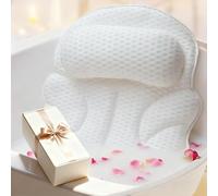 Bath Pillow, Bath Pillows for Tub with Gift Box Laundry Bag Included, 4D Mesh Bathtub Pillows for Head & Neck Support, Winged Sides & Spine-Line Design, Luxury Bath Accessories & Spa Gifts for Women