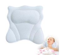 Bath Pillow,Comfortable Bathtub Pillow with 6 Strong Suction Cups,Ergonomic 4D Air Mesh Headrest Bath Cushion,Provide Support for Head,Back,Shoulder and Neck,Fits All Bathtub,Hot Tub,Home Spa(White)