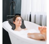 Bath Pillow Ergonomic Bathtub Pillows for Head Neck and Back Soft 4D Air Mesh with 6 Powerful Suction Cups Non-Slip Headrest Cushion for Women Spa Relaxing Fits All Bathtub(grey)