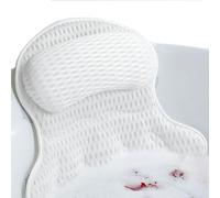 Bath Pillow for Bathtub,Non-SlipBath Pillow Luxury Soft Bathtub Pillows 4D Mesh Foam Tub Pillow Bath Cushion with Anti-Slip Suction Cup Fits All Bathtub, Hot Tub and Home Spa (White)