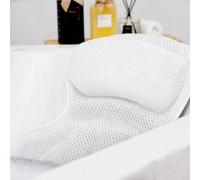 Bath Pillow for Tub, 4D Luxury Bathtub Pillow with head,Neck, Shoulder and Back Support, Non-Slip Comfortable Bath Pillows with 6 Powerful Suction Cups, Fits all Bathtub & Home Spa (White)