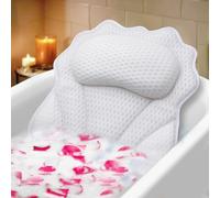 Bath Pillow RUVINCE Ergonomic Luxury bathtub pillow with head,Neck, Shoulder and back support, 4D bath pillows for tub with 6 Powerful Suction Cups, Fits all Bathtub (White)