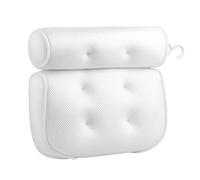 Bath Pillows for Head and Neck, Waterproof Bath Cushion with 6 Suction Cups, Soft Bathtub Pillow for Relaxing Bath, Fits Most Bathtubs (White, 35x33x5cm)