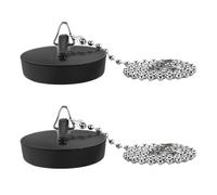 Bath Plug and Chain, Bathroom Sink Plug Replacement Drain Stopper for Bathroom Kitchen,Sink Plug Rubber Bath Plug with Chain (2 Pcs)