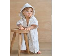 Bath Poncho with Recycled Cotton for Babies, Giverny printed white