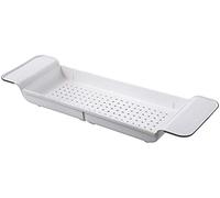 Bath Rack Expanding Plastic Bathtub Caddy, Bathroom Rack, Expandable L55-80cm, Over The Tub Storage Tray, WHITE