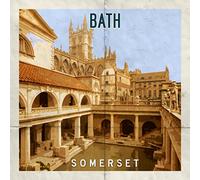 Bath Roman Baths Retro Poster Greeting Card