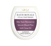 Bath Royale Round Toilet Seat Replacement with Cover BR500-01 Slow Close, Heavy Duty Sturdy, Stain-Resistant, No Jiggle and Easy to Clean, Fits All Toilet Brands, Executive Series - Biscuit/Linen,