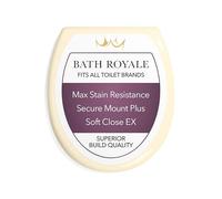 Bath Royale Toilet Seat Upgrade Round BR500-02 Heavy Duty Quiet Close, Durable, Stain-Resistant and Easy to Clean, Fits All Toilet Brands, Executive Series - Almond/Bone