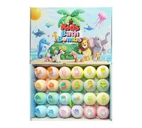 Bath Salt Balls Set 24 Pieces - Bubble Soak Cleanser, Animal Toy Surprise | Colourful Fizzy Spa Experience Gentle Skin Friendly Moisturizing Formula, Relaxation Treat Children Boys Girls Gift Idea